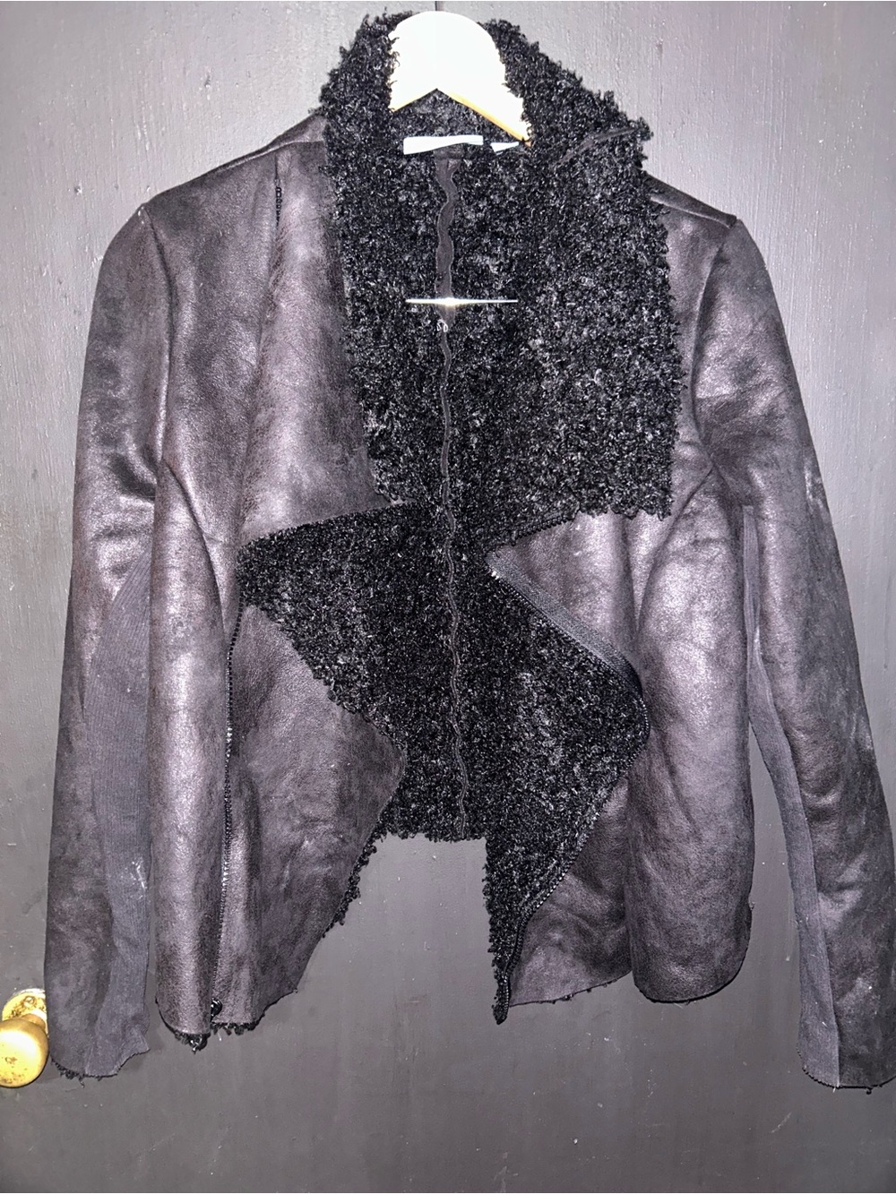 Simply Vera Vera Wang Black Faux Shearling Open-Front Jacket